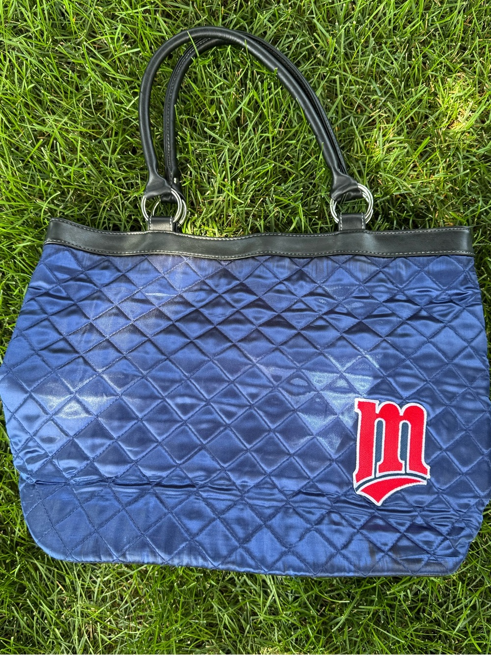 MN Twins Quilted Navy Tote with Red Accent